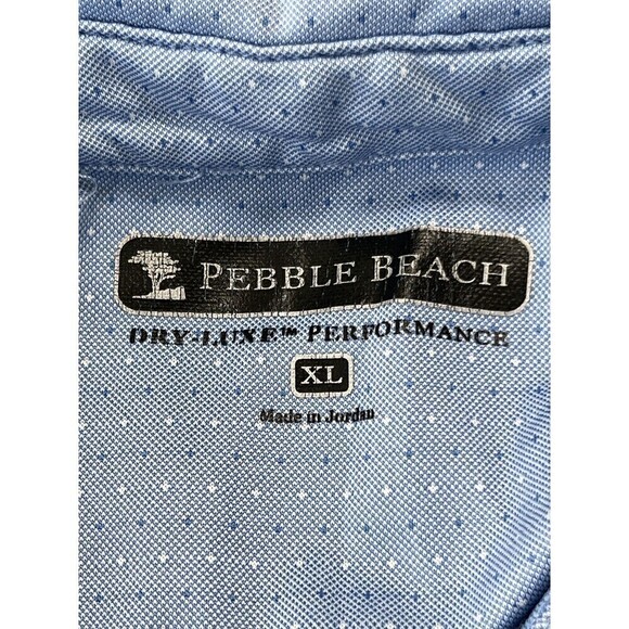 Pebble Beach Dry Luxe Performance Men's Short Sleeve Polo Shirt XL Sky Blue Dot - Picture 5 of 8